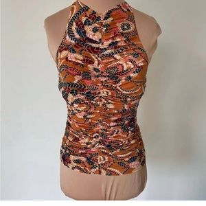 A.L.C. Adley Ruched Racerback Tank Top Orange Clay Combo Size Large MSRP $215